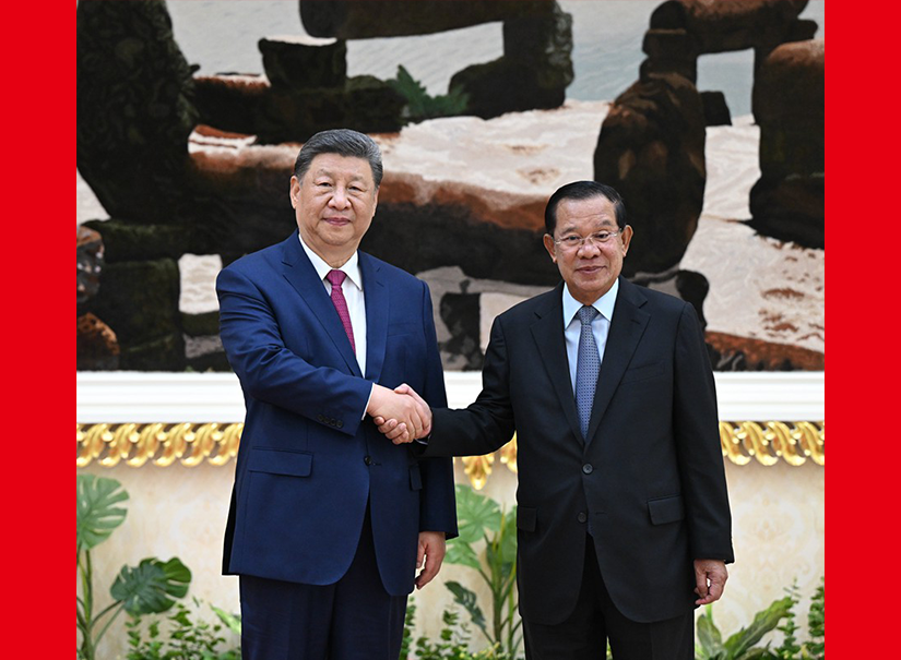 習(xí)近平會(huì)見(jiàn)柬埔寨人民黨主席、參議院主席洪森