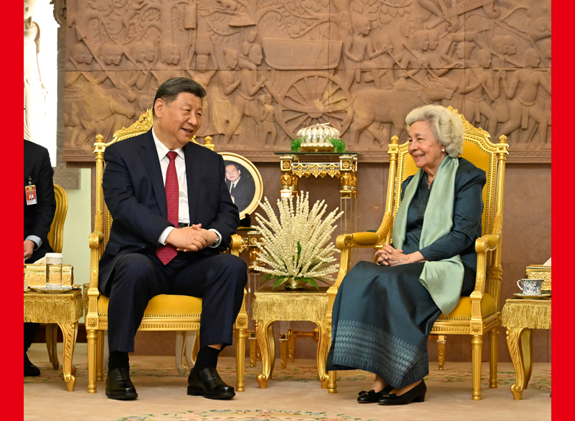 習(xí)近平會(huì)見(jiàn)柬埔寨太后莫尼列